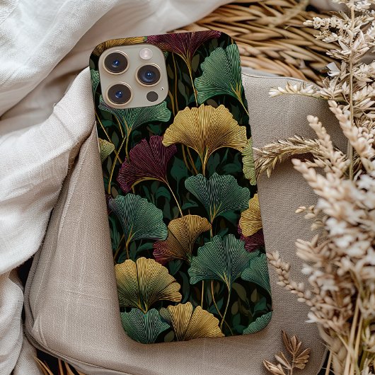 Ginkgo Leaf Pattern Teal Burgundy Case-Mate iPhone Hülle