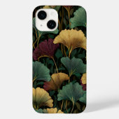 Ginkgo Leaf Pattern Teal Burgundy Case-Mate iPhone Hülle (Rückseite)