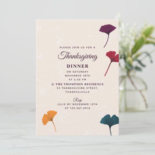 Ginkgo Leaf Wasserfarbe Herbst Erntedank Herbst Einladung (Stehend Vorderseite)