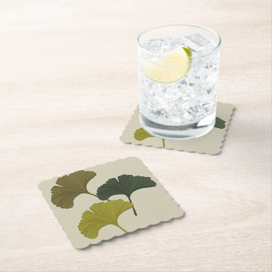 Ginkgo Leaves Customizable Background Colors  Untersetzer (Vor Ort)