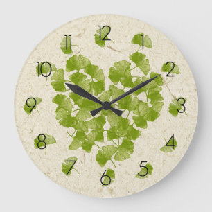 Ginkgo Leaves Heart Große Wanduhr