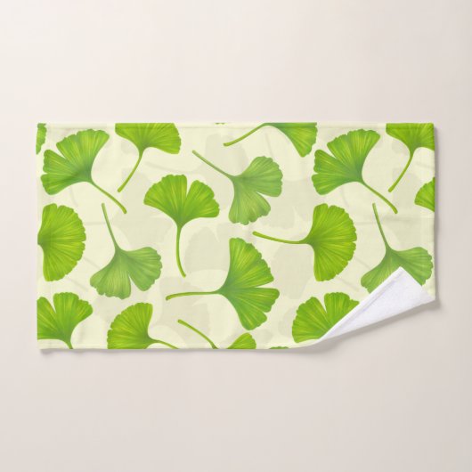 Ginkgo-Muster auf weiß Badhandtuch Set (Handtuch)