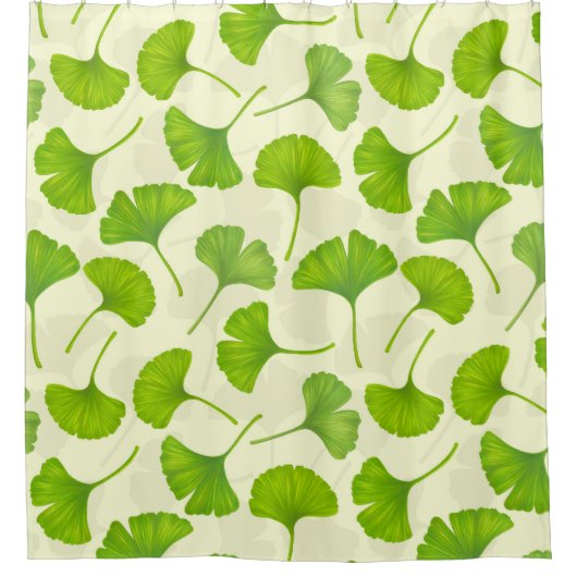 Ginkgo-Muster auf weiß Duschvorhang (Vorderseite)
