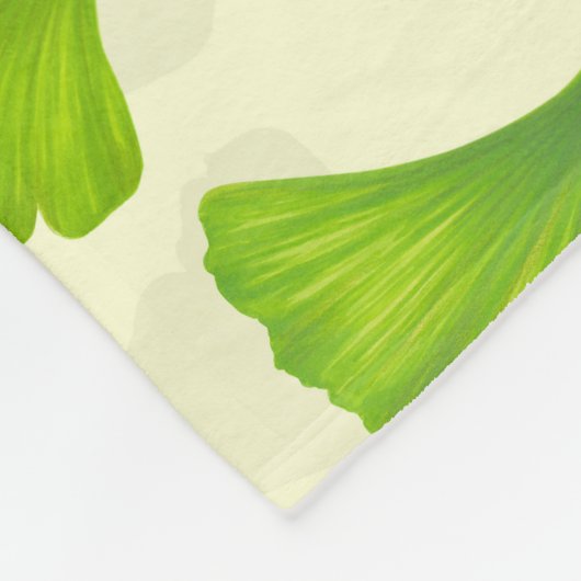 Ginkgo-Muster auf weiß Fleecedecke (Ecke)