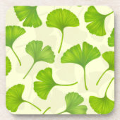 Ginkgo-Muster auf weiß Getränkeuntersetzer (Vorderseite)
