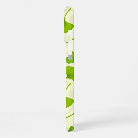 Ginkgo-Muster auf weiß iPhone Hülle (Linke Seite)