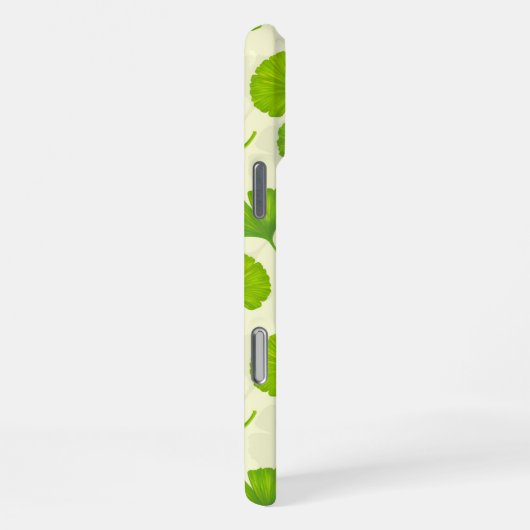 Ginkgo-Muster auf weiß iPhone Hülle (Rechte Seite)