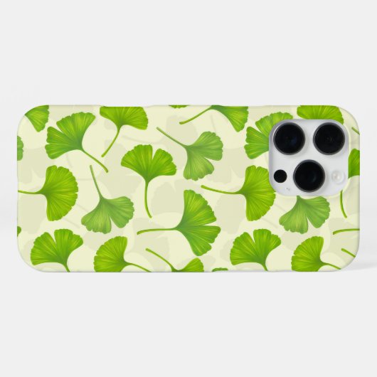 Ginkgo-Muster auf weiß iPhone Hülle (Rückseite (Horizontal))