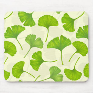 Ginkgo-Muster auf weiß Mousepad