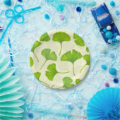 Ginkgo-Muster auf weiß Pappteller (Party)