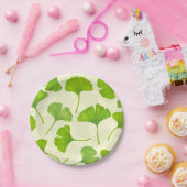 Ginkgo-Muster auf weiß Pappteller (Party)