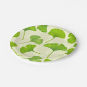 Ginkgo-Muster auf weiß Pappteller (Schrägansicht)