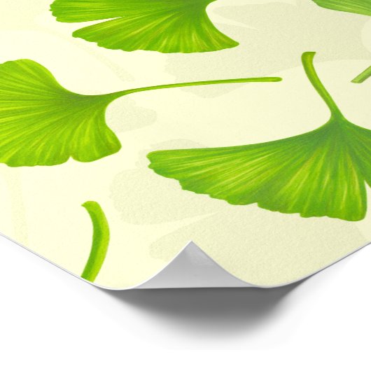 Ginkgo-Muster auf weiß Poster (Ecke)