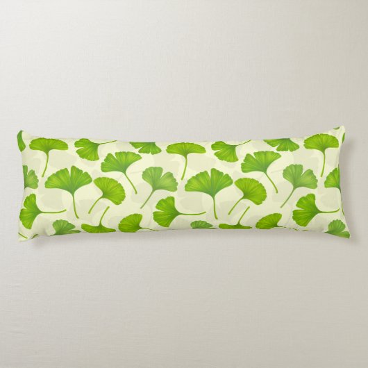 Ginkgo-Muster auf weiß Seitenschläferkissen (Rückseite)