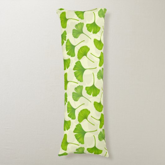 Ginkgo-Muster auf weiß Seitenschläferkissen (Vorderseite Vertikal)