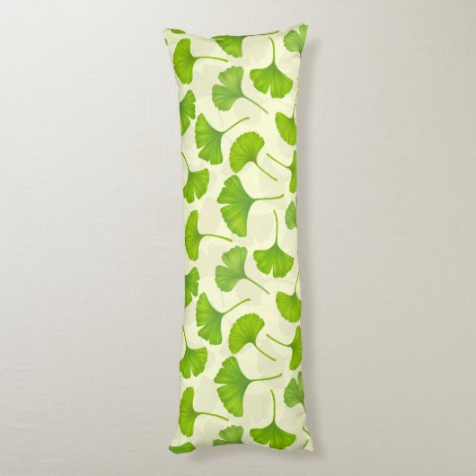 Ginkgo-Muster auf weiß Seitenschläferkissen (Rückseite (Vertikal))