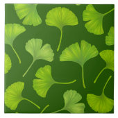 Ginkgo-Muster in dunkelgrün Fliese (Vorderseite)