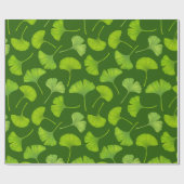 Ginkgo-Muster in dunkelgrün Geschenkpapier (Flach)