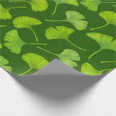 Ginkgo-Muster in dunkelgrün Geschenkpapier (Ecke)