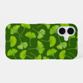 Ginkgo-Muster in dunkelgrün iPhone 16 Hülle (Rückseite (Horizontal))