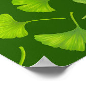 Ginkgo-Muster in dunkelgrün Poster (Ecke)