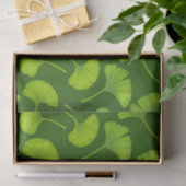 Ginkgo-Muster in dunkelgrün Seidenpapier (Geschenk)
