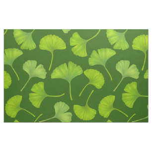 Ginkgo-Muster in dunkelgrün Stoff