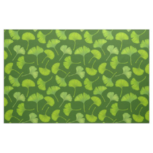 Ginkgo-Muster in dunkelgrün Stoff