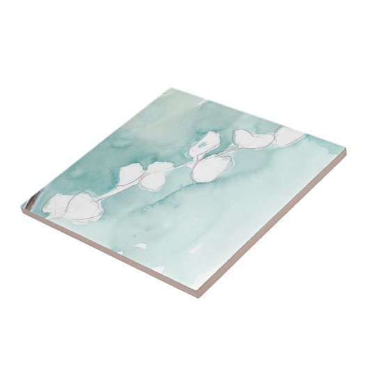 Ginkgo on Dusty Aquamarin - White Fliese (Seite)