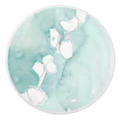 Ginkgo on Dusty Aquamarin - White Keramikknauf (Vorderseite)