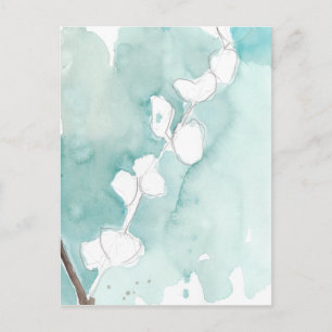 Ginkgo on Dusty Aquamarin - White Postkarte