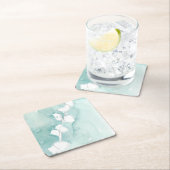 Ginkgo on Dusty Aquamarin - White Rechteckiger Pappuntersetzer (Vor Ort)