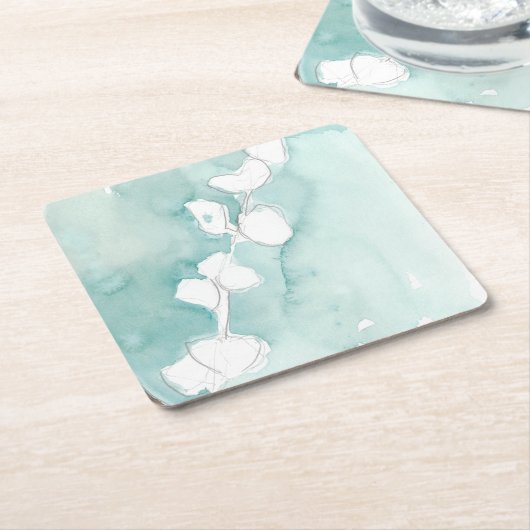 Ginkgo on Dusty Aquamarin - White Rechteckiger Pappuntersetzer (angewinkelt)