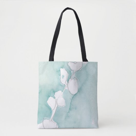 Ginkgo on Dusty Aquamarin - White Tasche (Vorderseite)