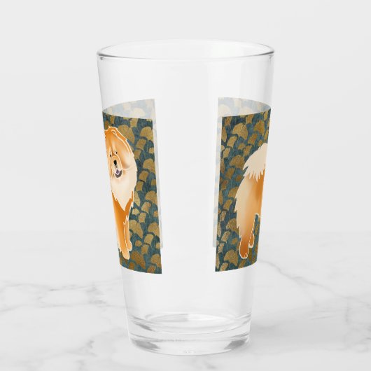 GINKGO Red Chow 16 oz Glasdesign vorne & hinten Glas (Links)