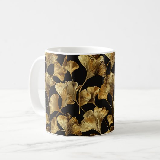 Ginkgo Seamless Leaf Pattern Kaffeetasse (Vorderseite Links)