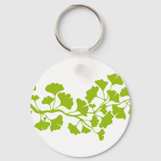 Ginkgo-Silhouette mit grünen Blätter Schlüsselanhänger