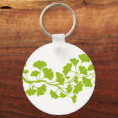 Ginkgo-Silhouette mit grünen Blätter Schlüsselanhänger (Vorderseite)