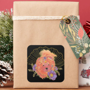 GINKGO SPIRIT Chow dog Quadratischer Aufkleber