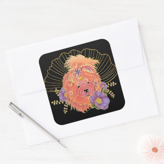 GINKGO SPIRIT Chow dog Quadratischer Aufkleber (Umschlag)