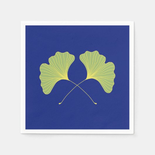 Ginkgo Tree Blätter Blau und Grün Serviette (Vorderseite)