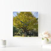 Ginkgo Tree of Golden Yellow Quadratische Wanduhr (Zuhause)