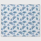 Ginkgo Tropical leaf blue und white pattern Geschenkpapier (Flach)