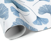 Ginkgo Tropical leaf blue und white pattern Geschenkpapier (Rolleneckpunkt)