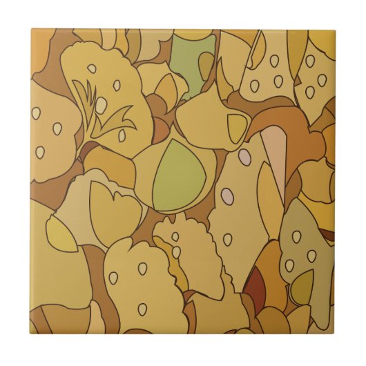 Ginkgo Verlasse Abstraktes Muster Fliese (Vorderseite)