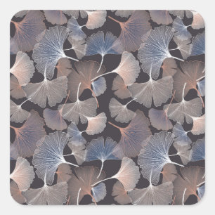 Ginkgo verlasse: elegantes natürliches Muster. Quadratischer Aufkleber