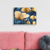 Ginkgo verlasse goldblau leinwanddruck (Insitu (Wohnzimmer))