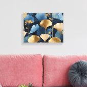 Ginkgo verlasse goldblau leinwanddruck (Insitu (Wohnzimmer))