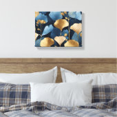 Ginkgo verlasse goldblau leinwanddruck (Insitu (Schlafzimmer))