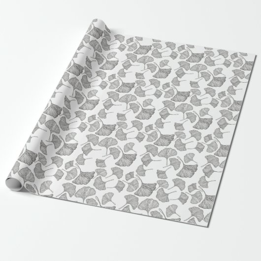 Ginkgo verlasse Wrapping Paper. Schwarz und Weiß Geschenkpapier (Ungerollt)